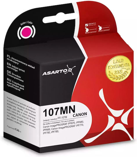 Asarto Συμβατό Μελάνι Εκτυπωτή InkJet Canon Pfi107 130ml Ματζέντα 1τμχ