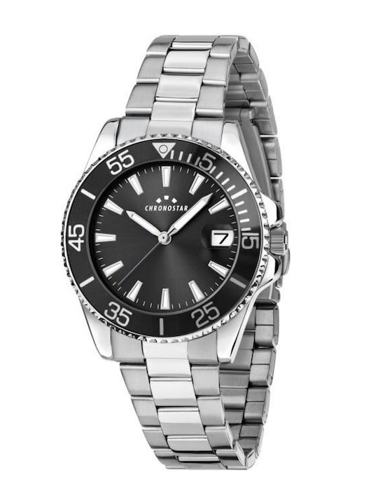 Chronostar Women's Watch 37mm Battery Stainless Steel Bracelet Black Dial Ss Br