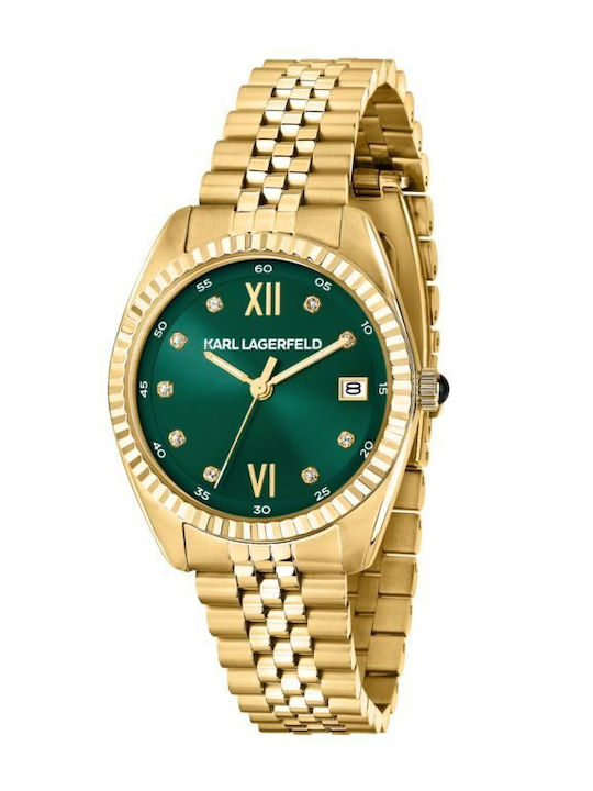 Karl Lagerfeld Ceas Damă 32mm Cu Baterie Și Brățară Metalică Green Dia Yg Br