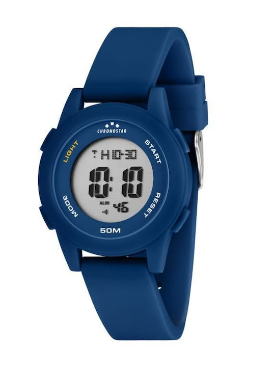Chronostar Digital Womens Watch 35mm Battery with Rubber Strap Blue Case Blue St