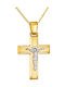 Papoulidis Jewellery Мъжки Златен Кръст 14 Карата Двулицев С Кръстосано Без Верижка