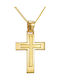 Papoulidis Jewellery Мъжки Златен Кръст 14 Карата Двулицев Без Верижка