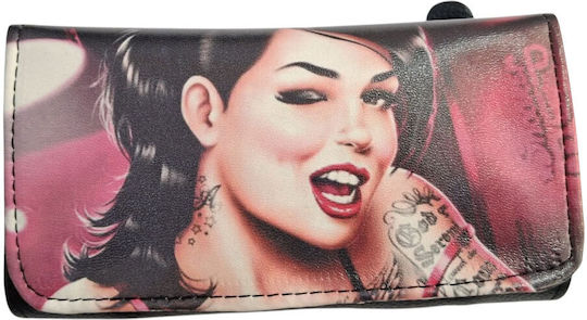Kalliopi Silver Tabaktasche Künstliches Leder Design Pin Up Girl 14x8cm