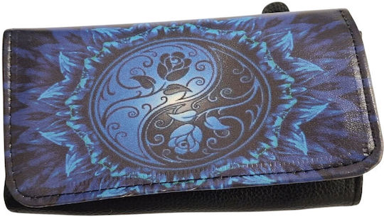 Kalliopi Silver Tabaktasche Künstliches Leder Yin Yang Blau 14x8cm