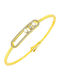 Xrisokosmima Women's Silver Gold Plated Handcuff Bracelet