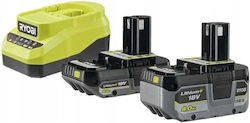 Ryobi Σετ 2 Μπαταριών Εργαλείου 18V με Φορτιστή One+ Ryobi Σετ 2 Μπαταριών Εργαλείου 18V με Φορτιστή One+