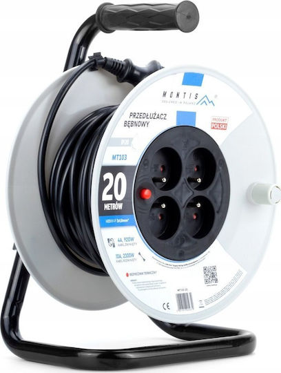Montis Verlängerungskabel Rolle mit Kabel 20m Kabelquerschnitt 3 x 1mm² und Erdung