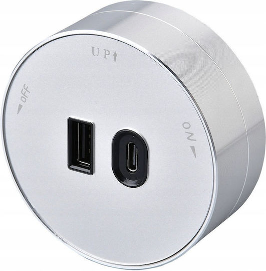 Viking Steckdosenleiste mit 1 USB-A und USB-C Silber