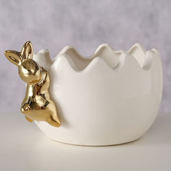 Msa White Gold Bunny Bowl Alvara 16x13x10cm White Porcelain