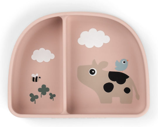 Done by Deer Детска купа за храна Tiny Farm от силикон розова