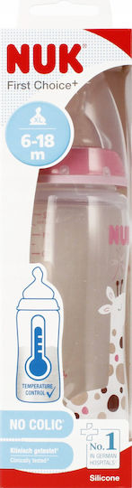 Nuk Plastic Baby Bottle Anti-Colic Teat with Silicone Teat for 6-18 Months Pink 300ml