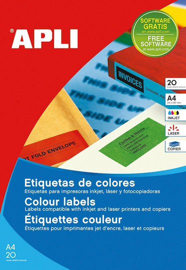 Apli Self-Adhesive A4 Labels Rectangular 210x297mm