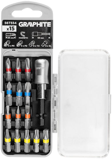 Graphite Torx Bit Steckschlüssel und Antriebsgröße 1/2'' Set 15 Stück
