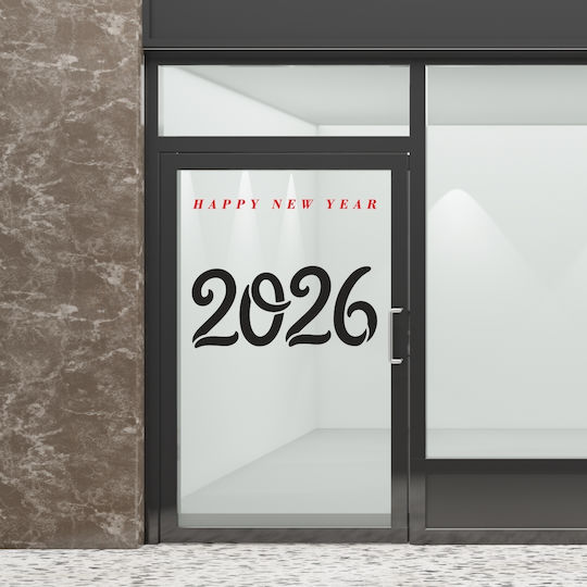 Weihnachtliche Anzeige Happy New Year 2026 100x55cm
