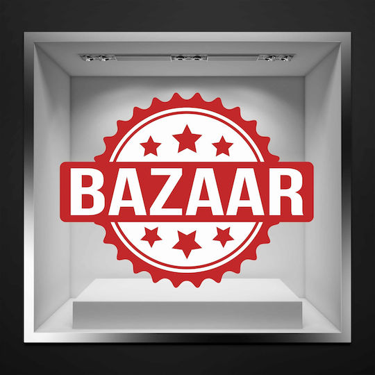 Schaufenster- und Wandsticker Ermäßigungen Bazaar 100x77cm Weiß Rot