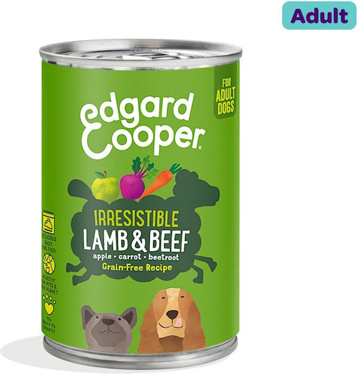 Edgard Cooper Nasses Hundefutter in Dose mit Lamm und Rindfleisch ohne Getreide 400g
