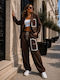 Damen Braune Set mit Gummibandhose in Entspannter Passform
