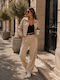 Damencreme Satz mit Hochbundhose in Loose Passform