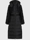 Long Women's Puffer Jacket for Winter Black