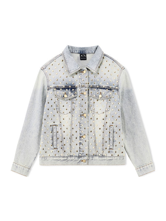 Long Women's Blue Jean Jacket Gold