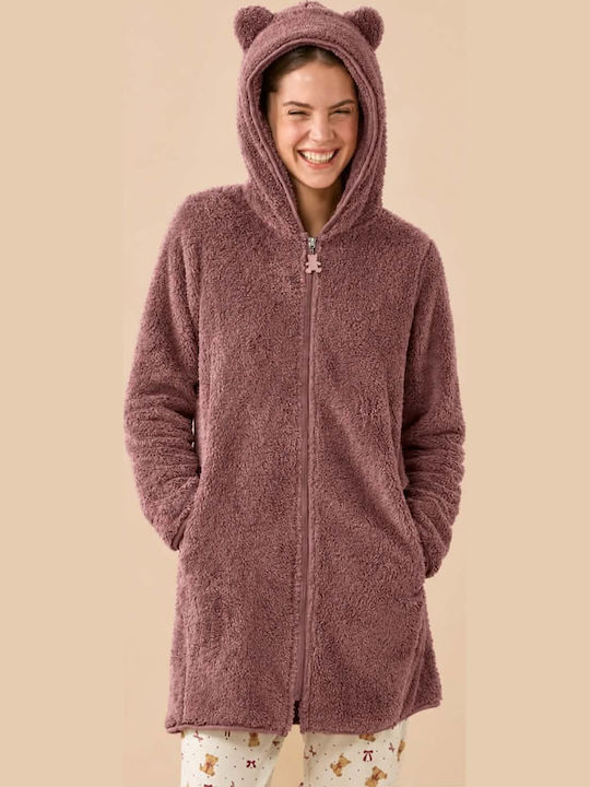Noidinotte Winter Women's Burgundy Robe