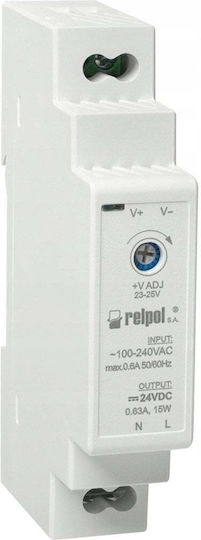 Relpol 2617005 Laboratory Power Supply with 1 Channel 24V 0.63A and Maximum Power 15W