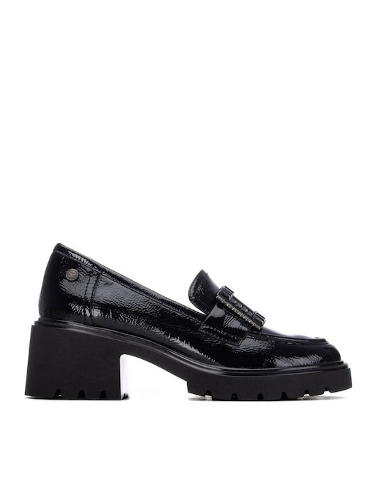 Leder Pumps mit Mittelhohem Absatz Schwarz