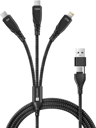 Pro-Ject Audio LED USB към Lightning / Type-C кабел 5A Черен 1.25m CCA-2320-BK