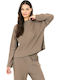 Langärmelige Beige Damenbluse