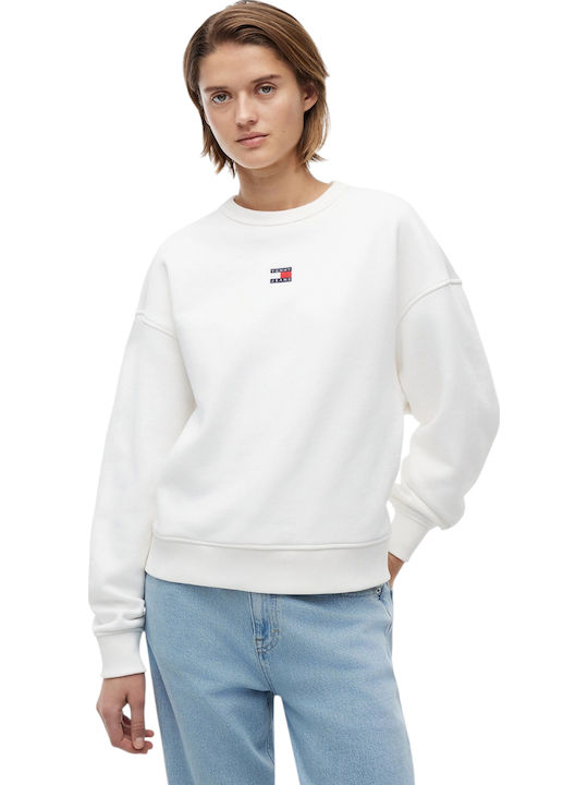 Tommy Hilfiger Badge Long Women's Sweatshirt Ecru