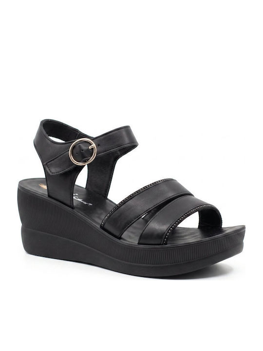 L.S.J SHOES Sommer Damenplattformen Schwarz