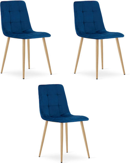 Dining Room Velvet Blue Chairs 3 Pieces
