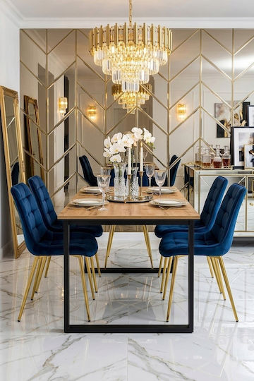 Velvet Dark Blue Dining Chair 54x60x88cm