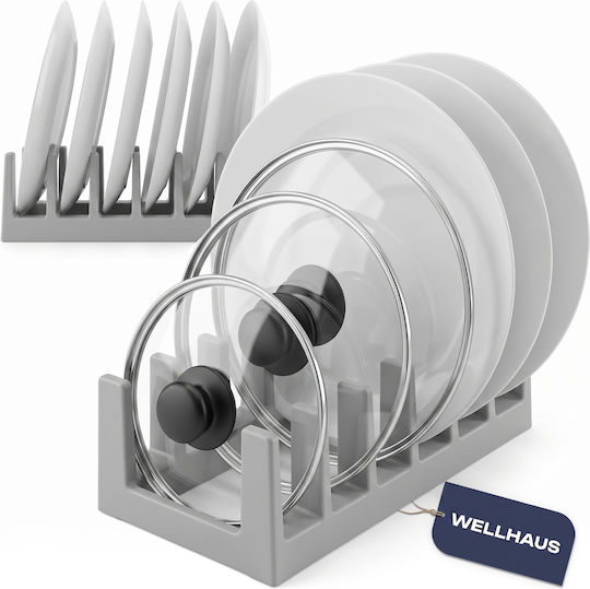 Wellhaus Πιατοθήκη Ντουλαπιού Πλαστική 28x14.5x9εκ. Γκρι