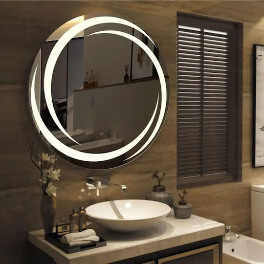 SteweHome Oglindă Rotundă de Baie Led 90x90cm