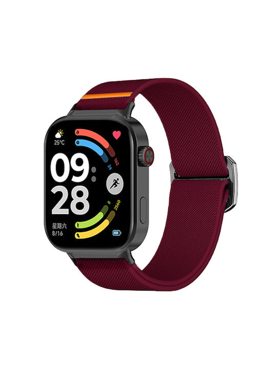 Xiaomi Band 10 Pro Redmi Watch 6 5 Bull Bead Buckle Elastic Nylon Watch Band Red Wine