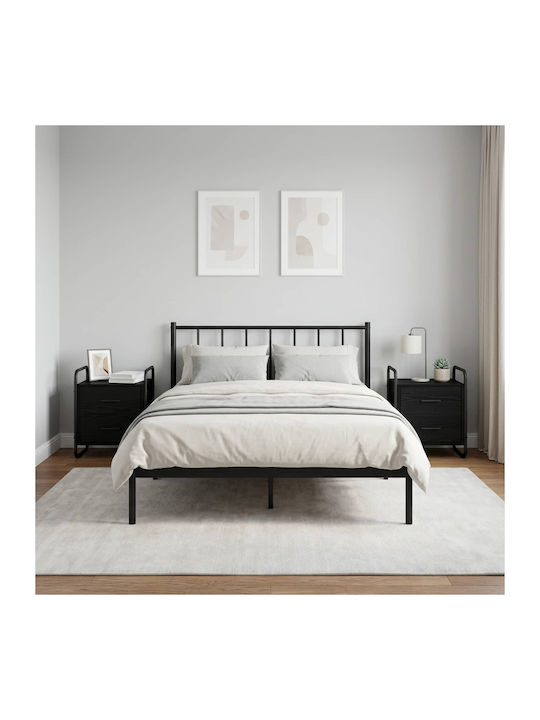 Black Wooden Bedside Tables 2 Pieces 40x30x50cm