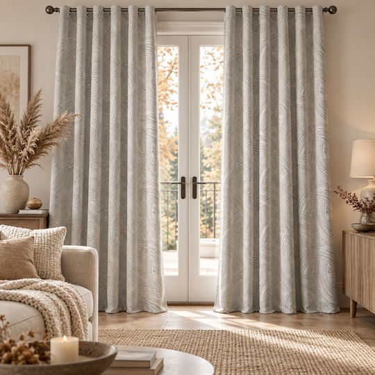 My Home Luxury Curtain with Grommets Grey 270x270cm