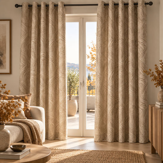 My Home Luxury Κουρτίνα με Τρουκς Μπεζ 270x270εκ.