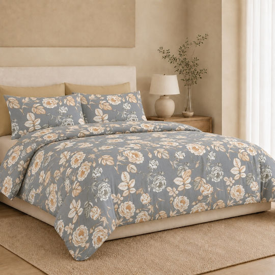 My Home Luxury Duvet Cover Set 220x240cm Double With 4 Pillowcases & 1 Bed Sheet Vintage Vintage Rose