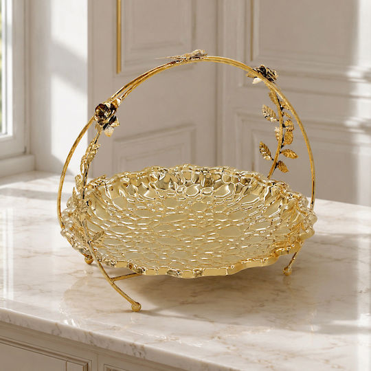 Keskor Decorative Metallic Gold Platter 26x25x23cm