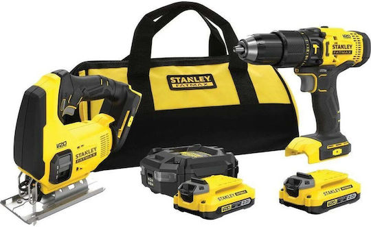 Stanley SFMCK212D2S Σετ Δραπανοκατσάβιδο & Σέγα 18V με 2 Μπαταρίες 2Ah και Θήκη