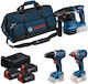 Bosch 0615A50093 Комплект Двигател За Бормашина, Ударна Машина И Чук 18V С 3 Батерии 5Ah И Калъф