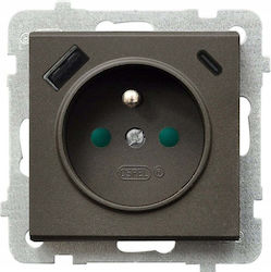 Ospel Sonata Single Walled Power Socket Brown