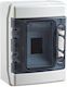 Elettrocanali Wall Mounted Waterproof Electrical Fuse Box 1 Row 4 Elements P166xH231xW113mm