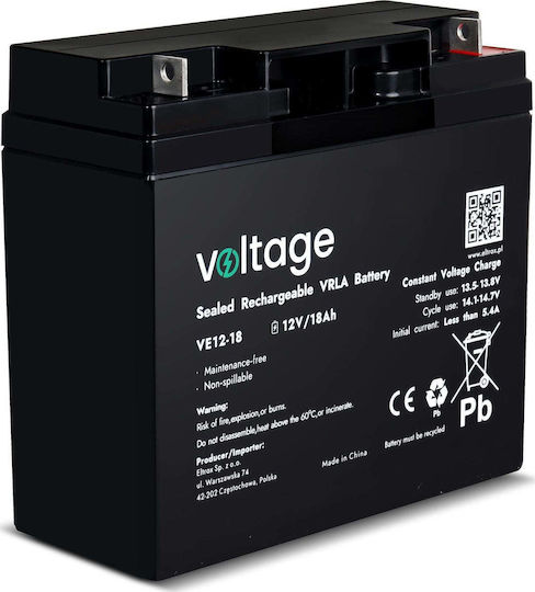 Voltage UPS-Batterie mit Gewicht 18Ah und Spannung 12V