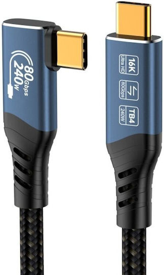 PremiumCord Cablu video USB 4 USB-C tată - Thunderbolt 3 240W PD Negru 1m