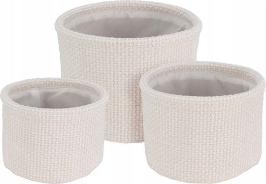 Home&Styling Collection Καλάθι Αποθήκευσης Υφασμάτινο Λευκό 18x18cm 3τμχ