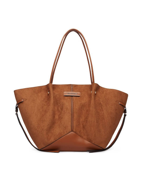 Fabric Women's Tote Bag Suede Tabac Brown