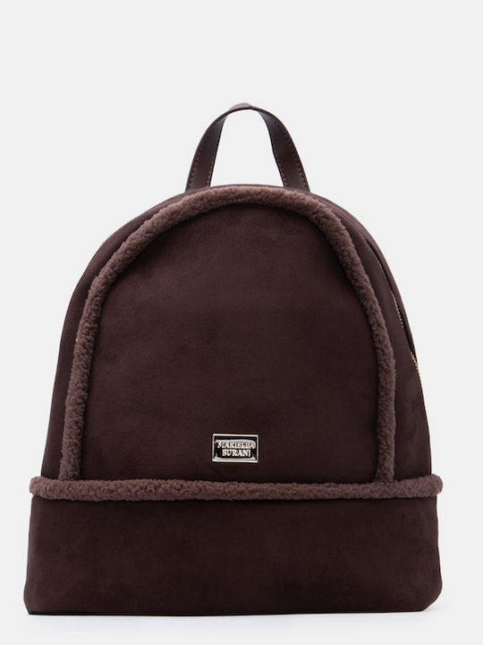 Fabric Fur Women's Backpack Suede Dark Brown